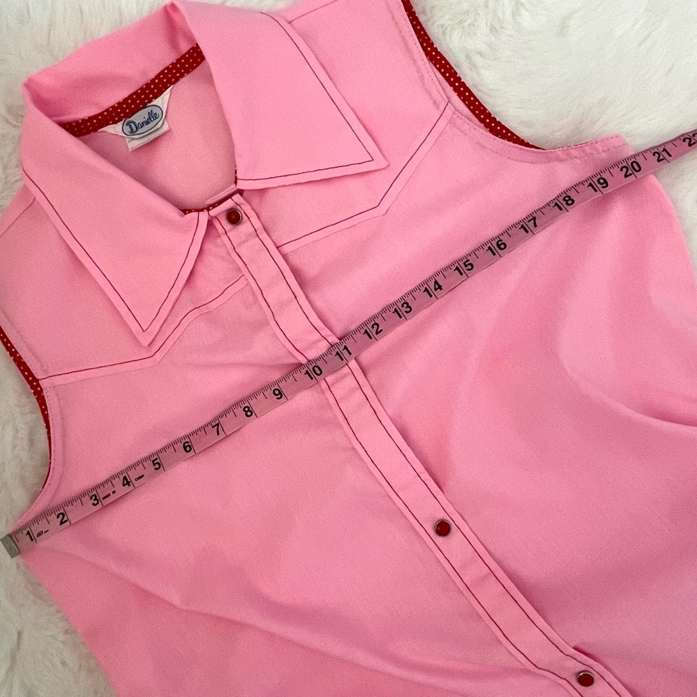 Vintage Danielle Pink Strawberry Patch Sleeveless Mod Vintage House Dress Robe - Picture 10 of 16